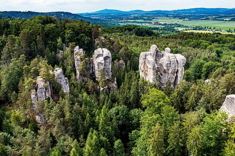 Aerial of Rock town Hruba Skala, Bohemian paradise