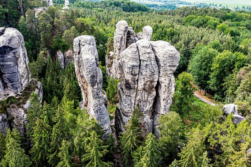 Aerial of Rock town Hruba Skala, Bohemian paradise