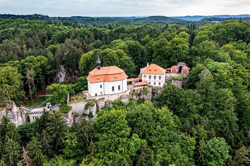 Aerial of Valdstejn Castle, Bohemian paradise