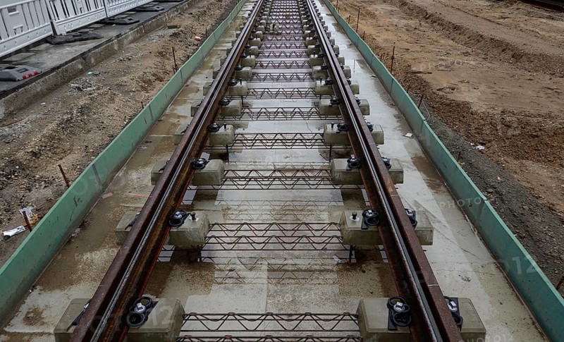 Newly laid rails for the continuation of the M10 tramway, Turmstrasse