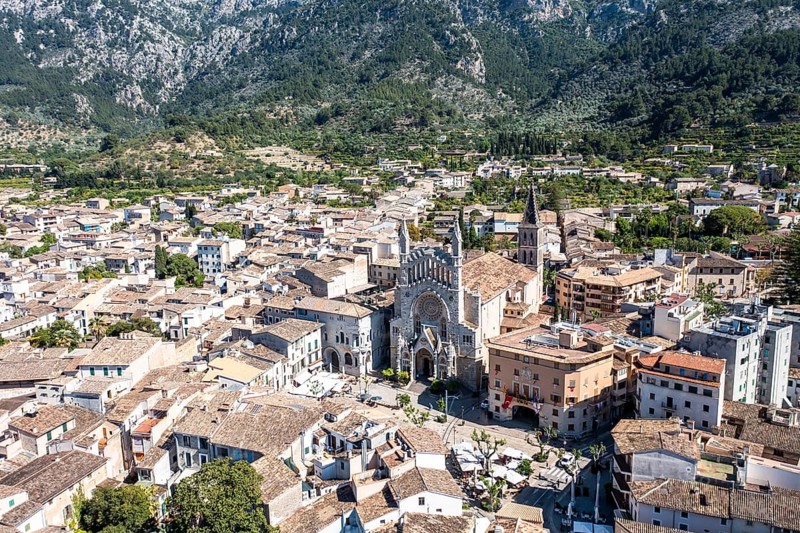Aerial view, old town of Soller