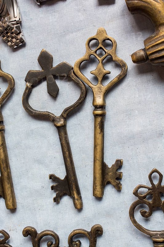 Retro styled color decorativel key made of metal,