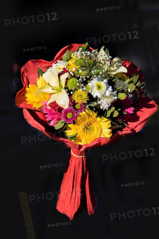 Beautiful bouquet of flowers at the street flower vendor,