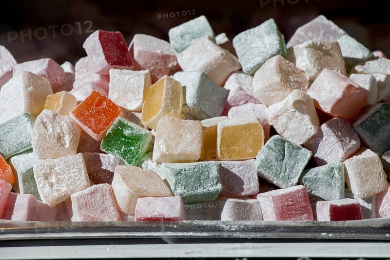 Load of traditional turkish delight rahat lokum,