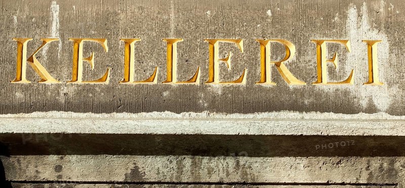 Golden inscription Kellerei am Bremer Ratskeller, Germany