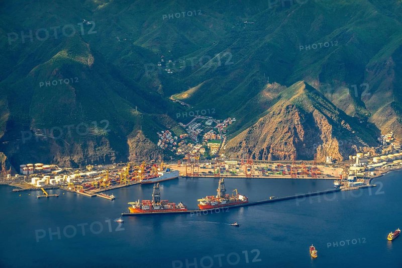 Aerial view of the commercial harbor, Santa Cruz de Tenerife