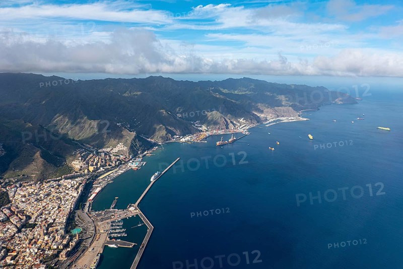 Aerial view of the commercial harbor, Santa Cruz de Tenerife