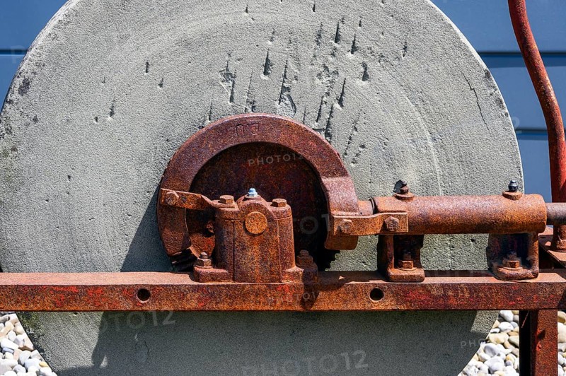 Old grindstone with rusted mechanics, Buchenberg