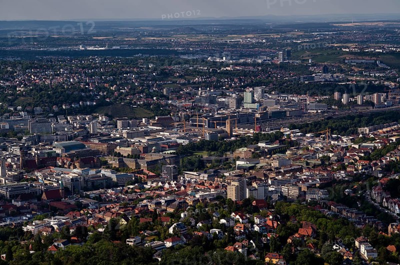 View from the Stuttgart TV Tower of the Main Station, New Palace