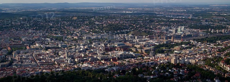 View from Stuttgart TV tower of Gerberviertel, city centre