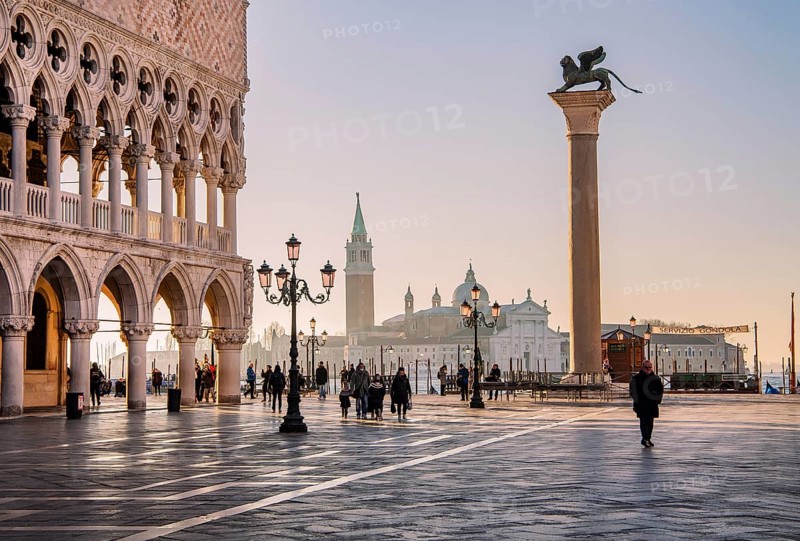Piazzetta with Doge's Palace and Marcus Column in front of San Giorgio Island, Venice