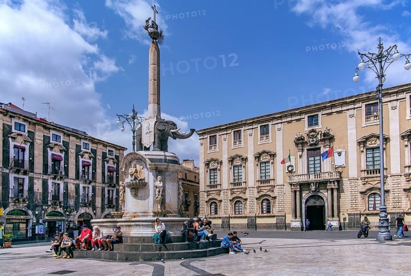 Cathedral Square with Elephant Fountain in the Old Town, Catania