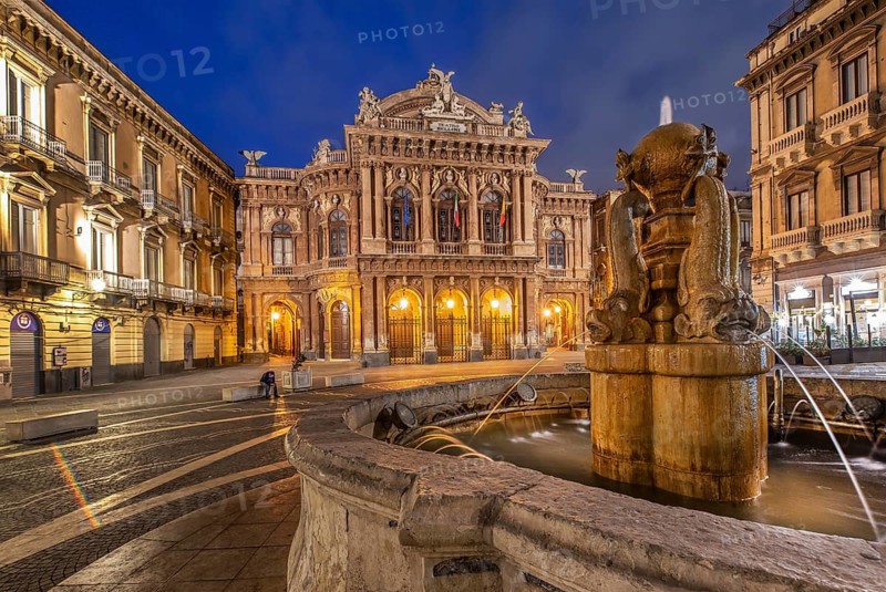 Teatro Massimo Bellini Opera House in the Old Town in the Evening, Catania