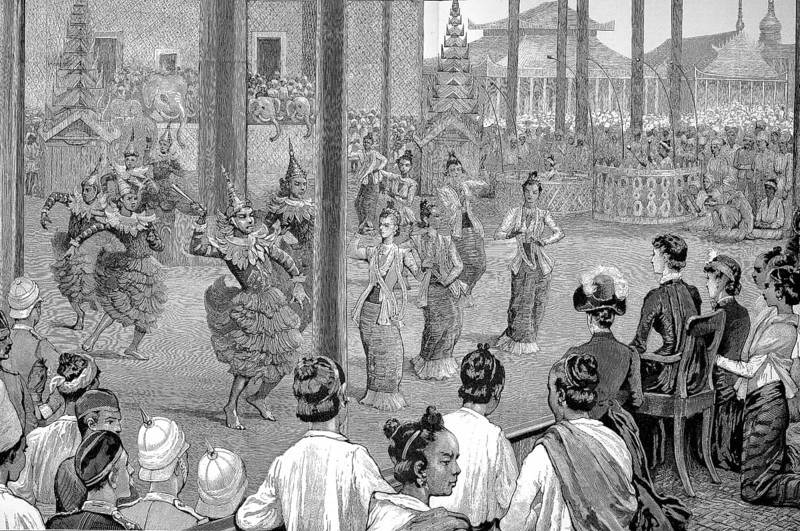 Historical image of the Government Palace of Mandalay, Burma