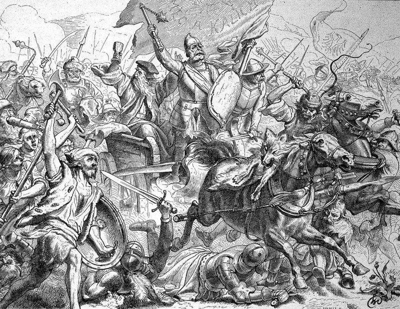 Historical depiction of the Battle of Mount Witkow, Ziskaberg