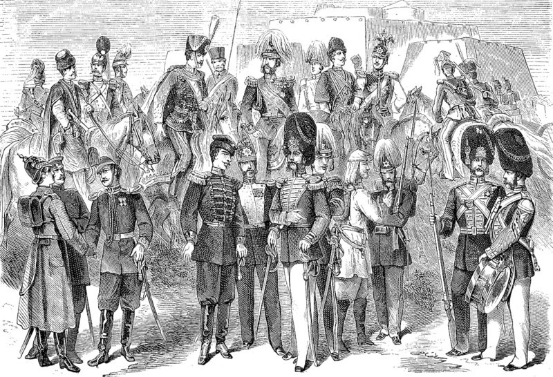 Uniforms of Russian soldiers in 1880, Russian dragoons and hussars