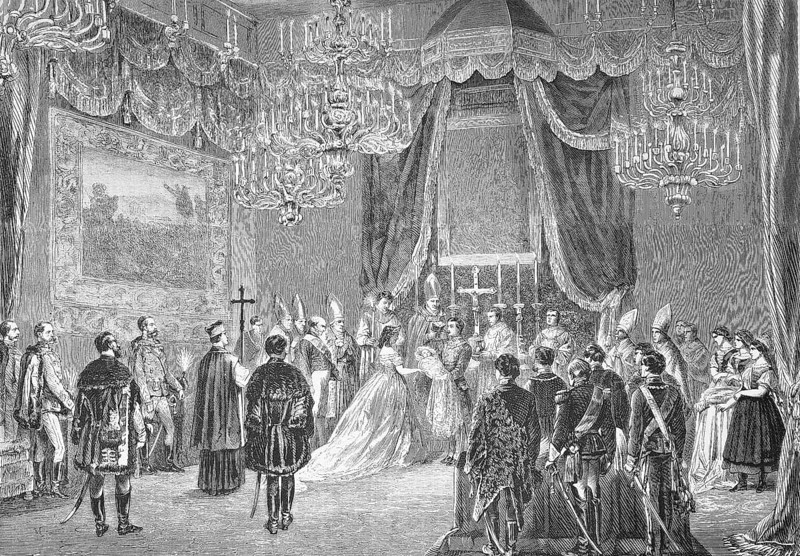 Christening of the newborn Archduchess of Austria in the village of Ofen, Austria