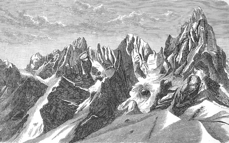 The Dolomites of Paneveggio in South Tyrol in 1880, Italy