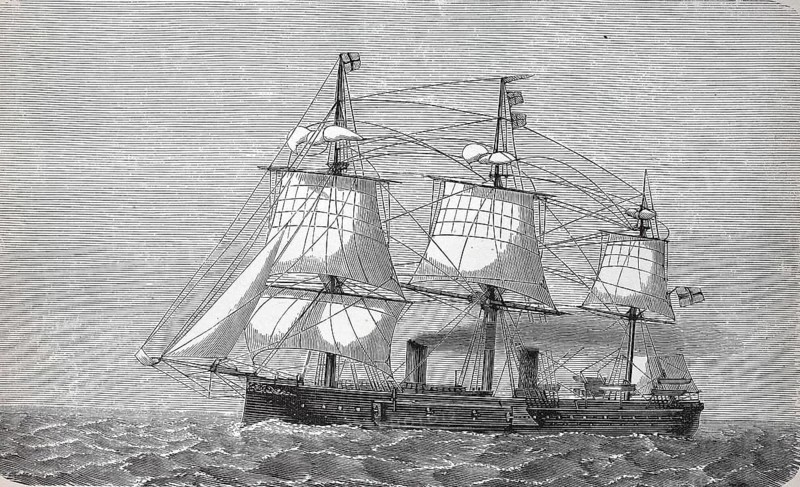 The armoured frigate Schiff Kaiser of the Kaiserliche Marine,1882
