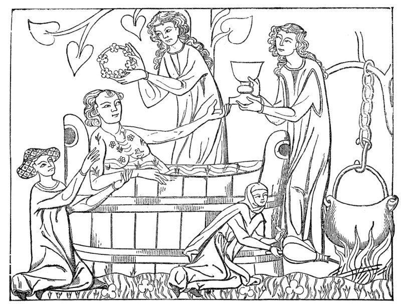 Cultural state in the 13th and 14th centuries, bath in a bathhouse