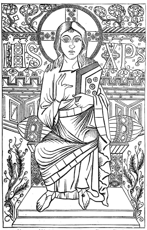Cultural state in the 8th to 11th century, miniature from an Evangeliarium of Charlemagne