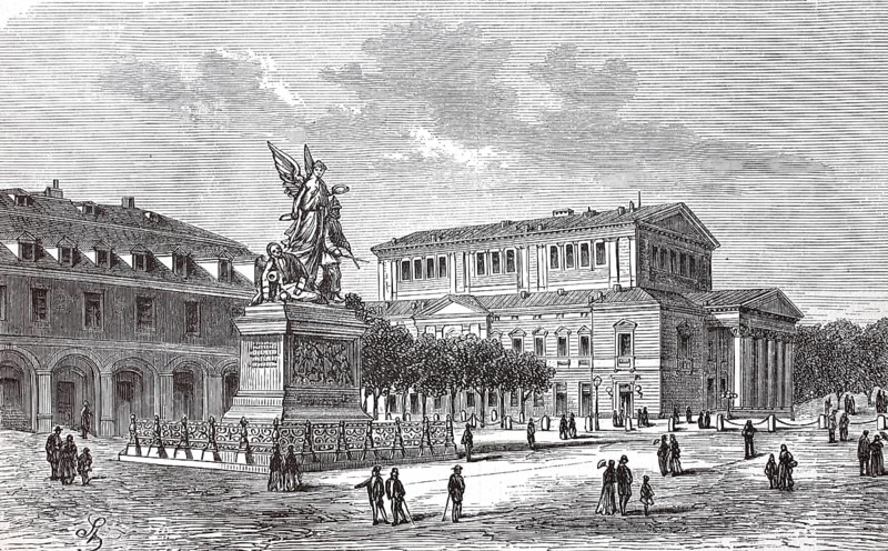 The Court Theatre and the State War Memorial in Darmstadt in 1880, Hesse