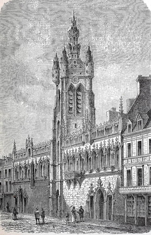The Town Hall of Douai in 1882, Hauts-de-France