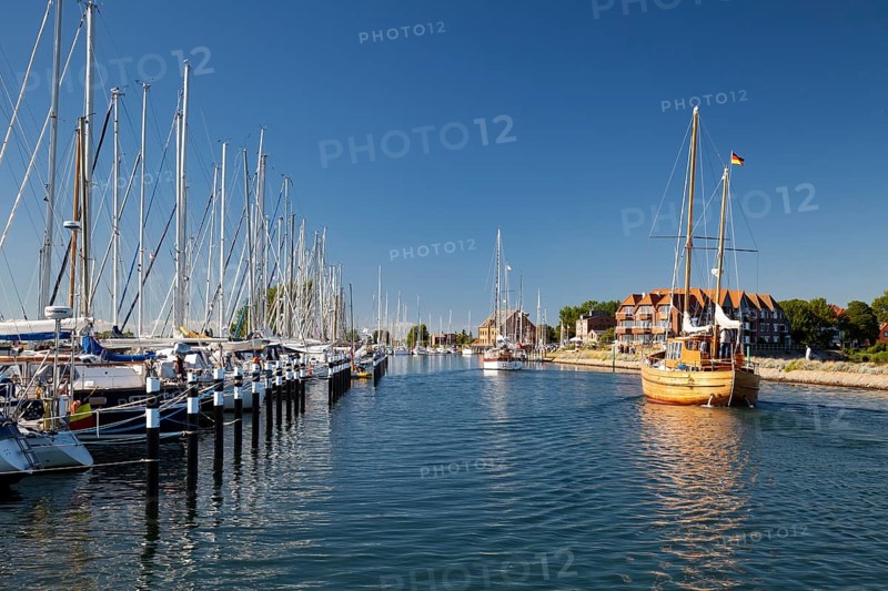 Port of Orth with sailingboats Fehmarn Island, Baltic Sea