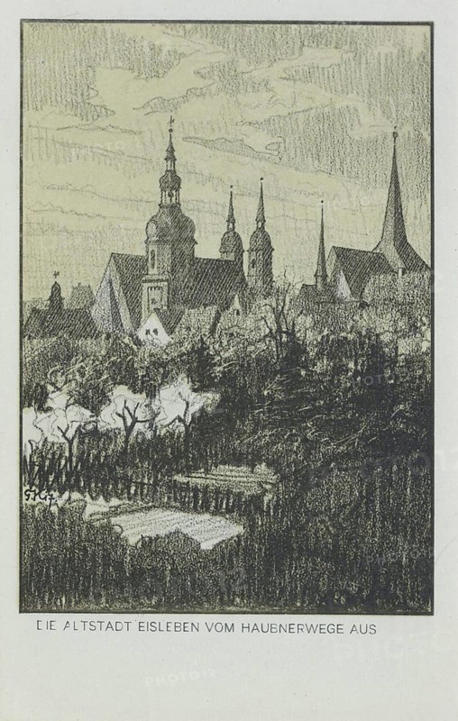 Old town Eisleben, county Mansfeld-Suedharz