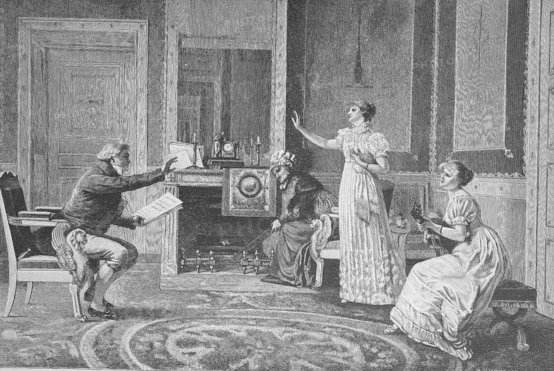 The Singing Lesson, the music teacher and his pupils
