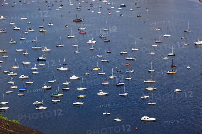 View from Sugar Loaf Mountain to the boat harbour in the Enseada de Botafogo, Rio de Janeiro