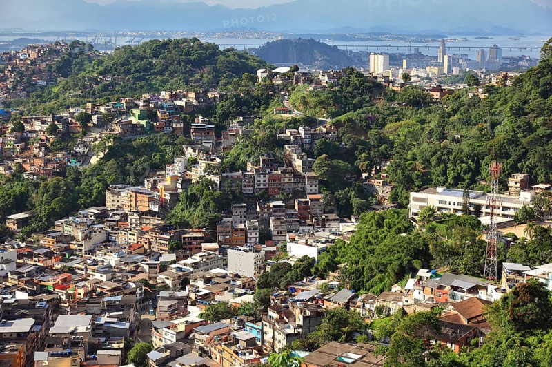 View of the favelas between Santa Teresa and Centro, Rio de Janeiro