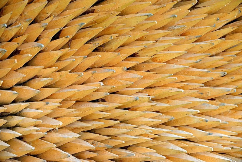 Stacked fence posts with sharpened ends, Bavaria