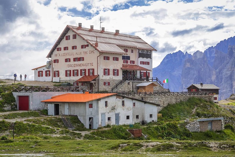 Mountain hut Dreizinnenhuette, mountain range three peaks