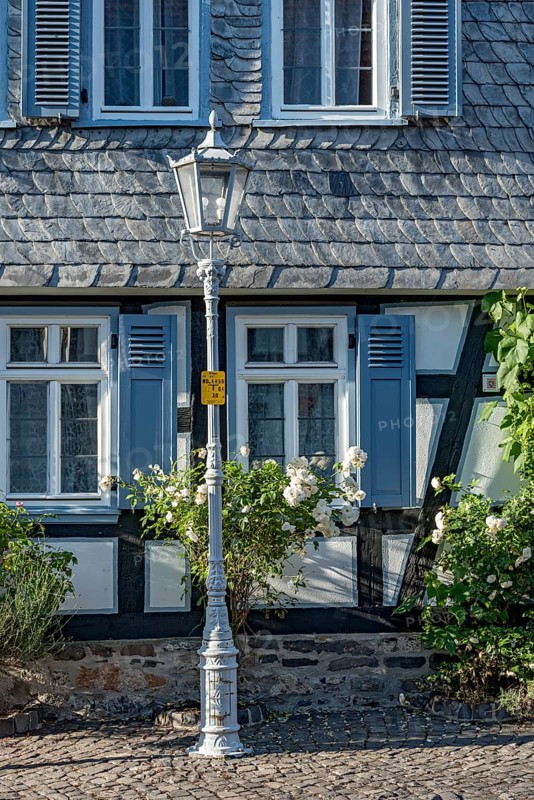 Idyll, historic half-timbered house with slate shingles
