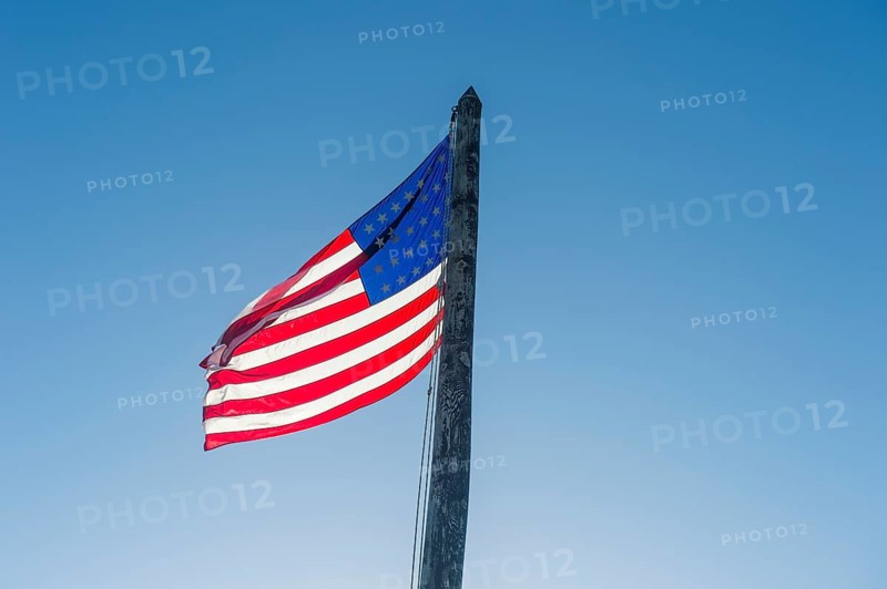 American flag at backlight, Fort Zachary Taylor historic state park