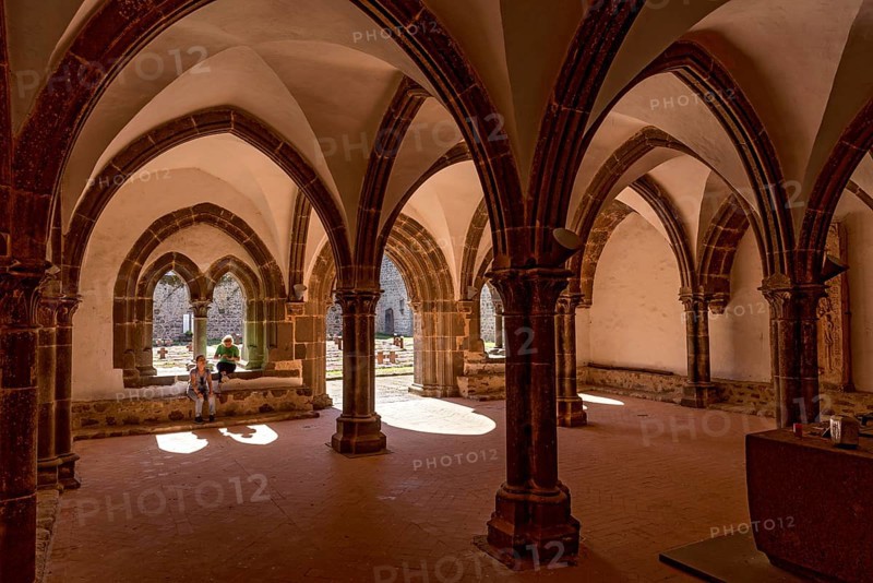 Gothic arches in the chapter house, medieval Cistercian abbey Arnsburg Monastery