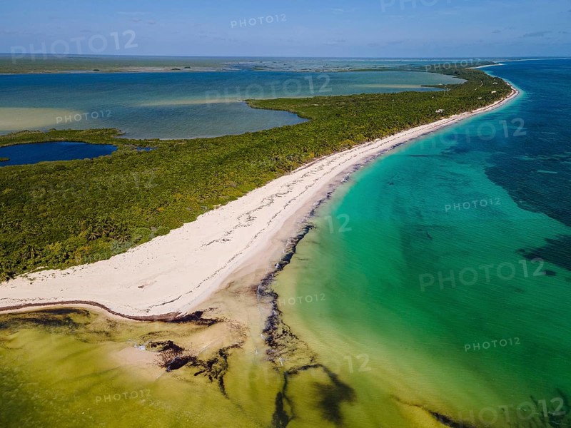 Aerial of the Unesco world heritage site biosphere reserve Sian Ka'an Biosphere Reserve, Quintana Roo