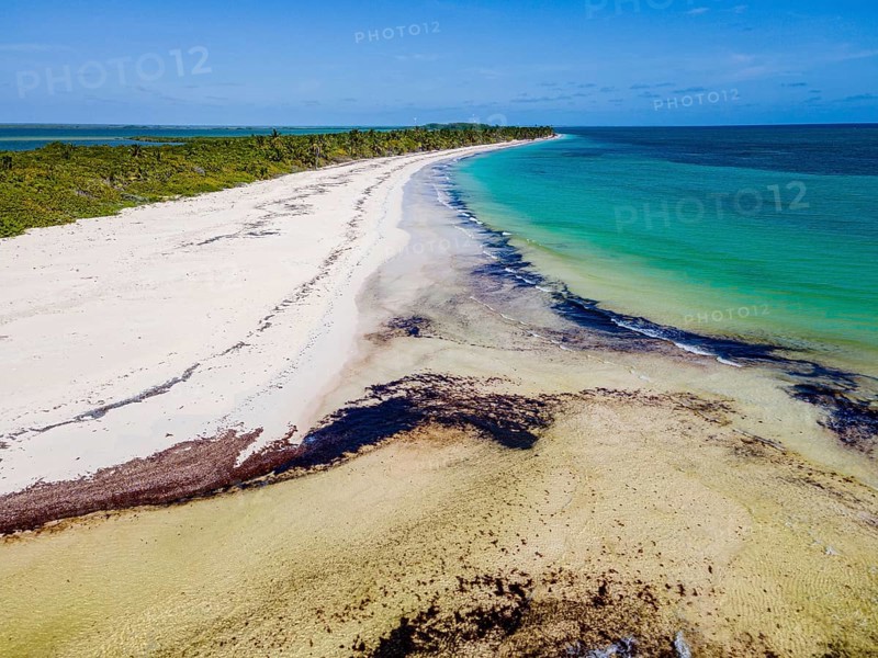 Aerial of the Unesco world heritage site biosphere reserve Sian Ka'an Biosphere Reserve, Quintana Roo