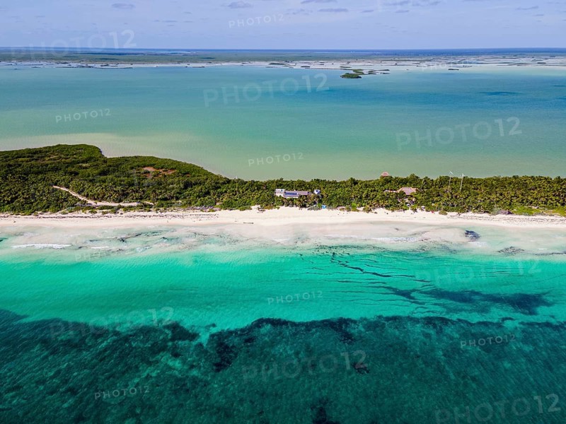 Aerial of the Unesco world heritage site biosphere reserve Sian Ka'an Biosphere Reserve, Quintana Roo