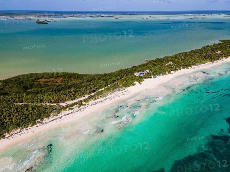 Aerial of the Unesco world heritage site biosphere reserve Sian Ka'an Biosphere Reserve, Quintana Roo