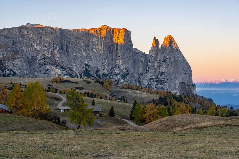 Sciliar, Punta Santner at sunrise in Autumn