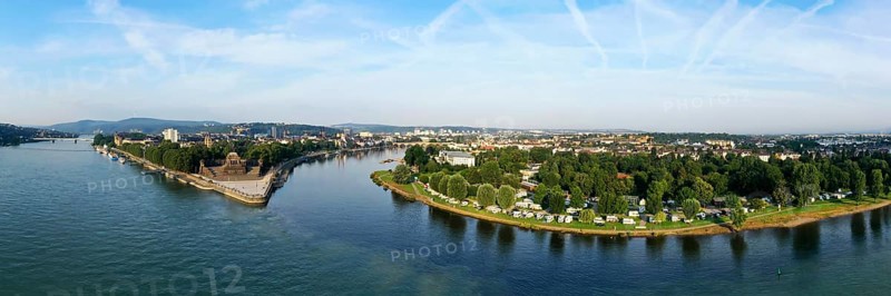 Deutsches Eck the confluence of the Rhine and Moselle. Koblenz, Rhineland-Palatinate
