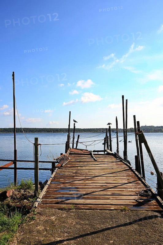 Klein Zicker jetty dreamlike landscape on the Baltic Sea island of Ruegen. Moenchgut, Mecklenburg-Western Pomerania