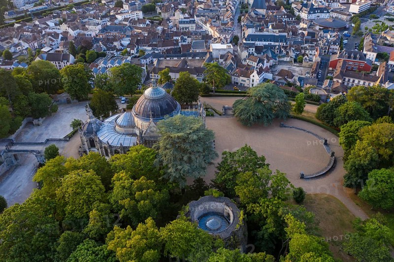 Aerial view Chapelle royale de Dreux, also Chapelle Royale Saint-Louis