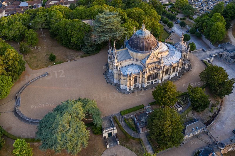 Aerial view Chapelle royale de Dreux, also Chapelle Royale Saint-Louis