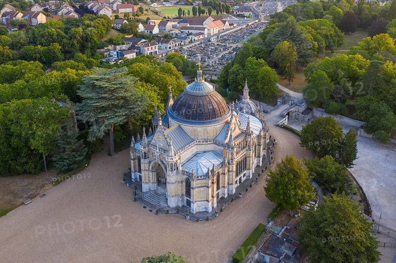 Aerial view Chapelle royale de Dreux, also Chapelle Royale Saint-Louis
