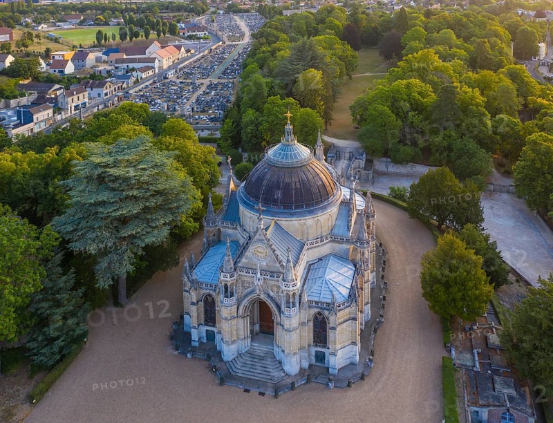 Aerial view Chapelle royale de Dreux, also Chapelle Royale Saint-Louis