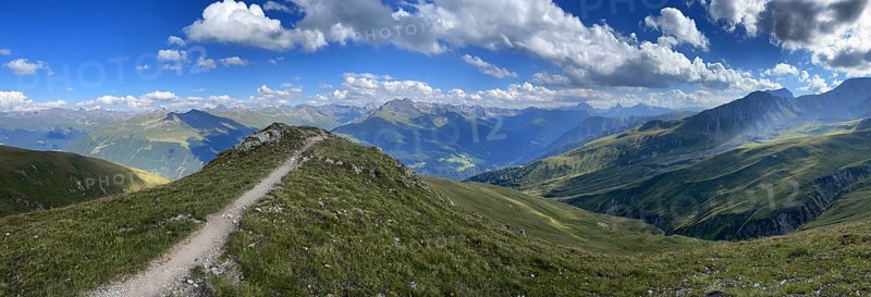Hiking trail, view over the Landwasser valley