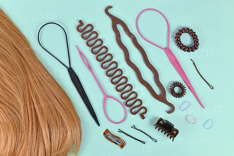 Hair styling tools like bun maker, braid tool